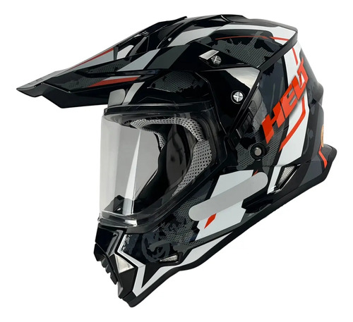 Capacete Helt Cross Vision Glass Ride - Branco/Laranja