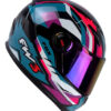 Capacete FW3 GTX Fechado + Viseira Extra Azul Tifany/Lilás + Viseira Camaleão (Colorida)