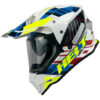 Capacete Helt Cross Vision Glass Town - Branco/Verde/Azul