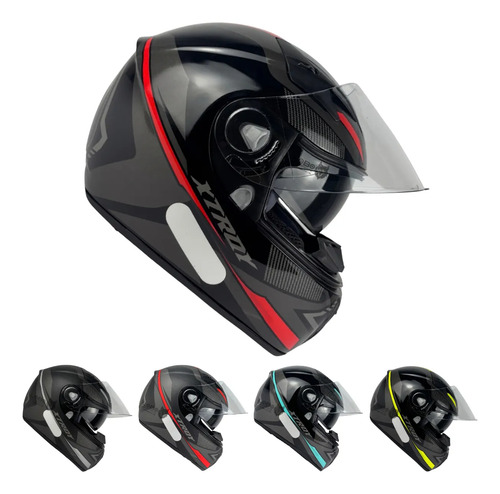 Capacete EBF Xtroy Drone Fechado Preto Brilho/Vermelho