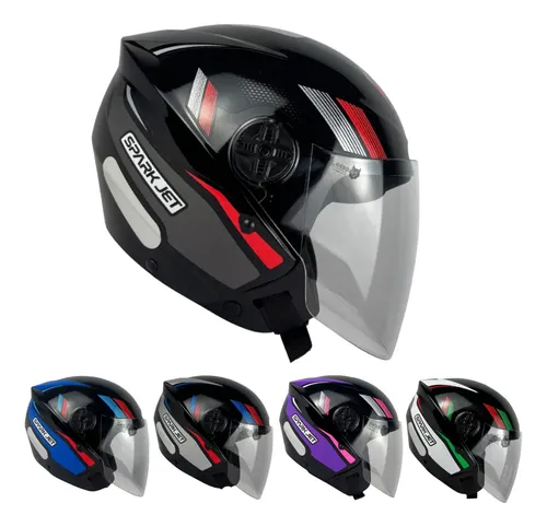 Capacete EBF Spark Jet Sting Aberto Preto Brilho/Chumbo